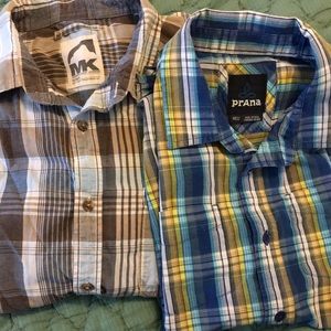 Two Men’s M shirts, Prana & Mountain Khakis